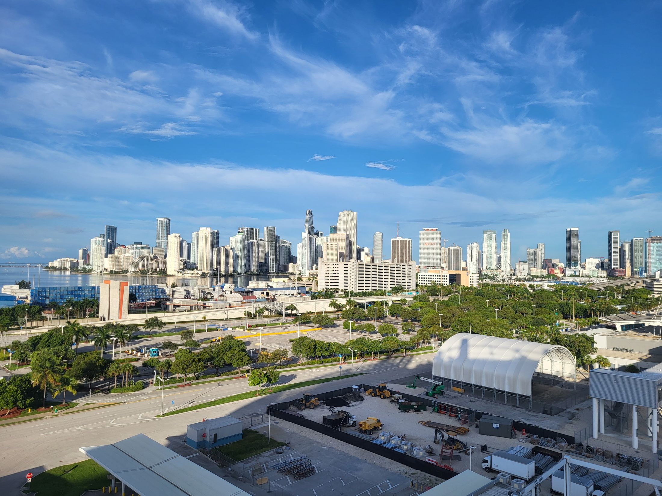 Downtown Miami and Brickell skyline viewed across Biscayne Bay